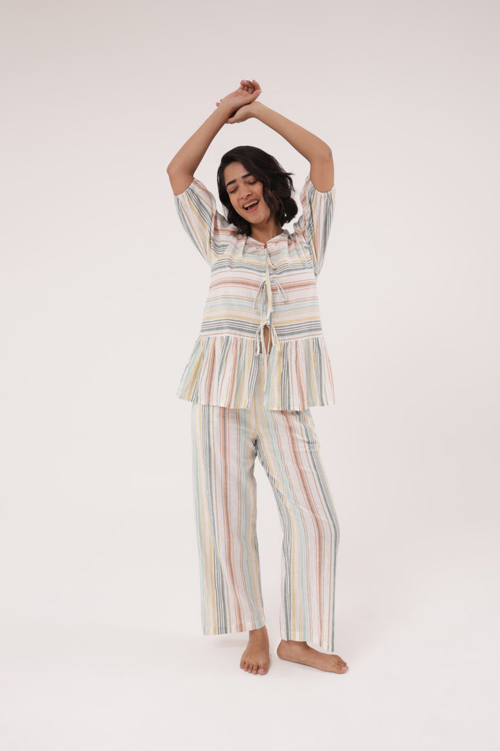 Weekend Bliss Stripe Lounge Set