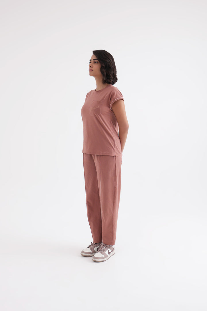 Slumber Jill Everyday Comfort Mocha Brown Cotton Jersey Coord Set