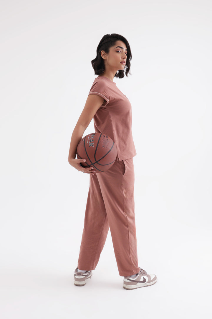 Slumber Jill Everyday Comfort Mocha Brown Cotton Jersey Coord Set