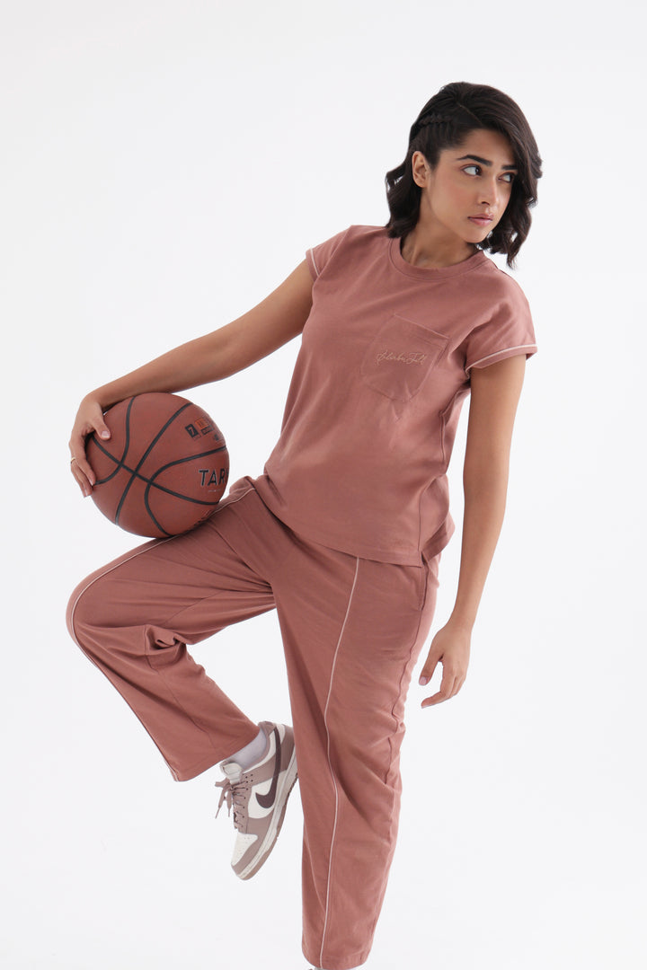 Slumber Jill Everyday Comfort Mocha Brown Cotton Jersey Coord Set