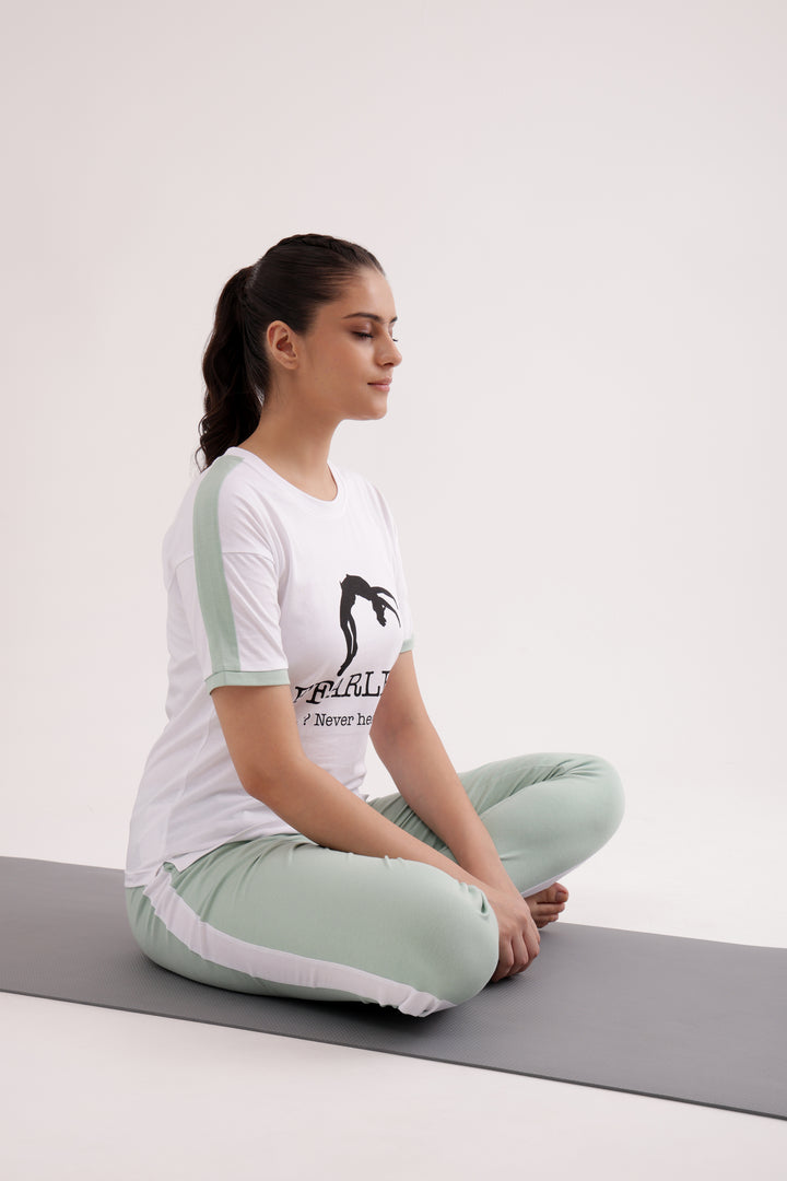 Slumber Jill Active Comfort Pastel Green Cotton Jersey Coord Set