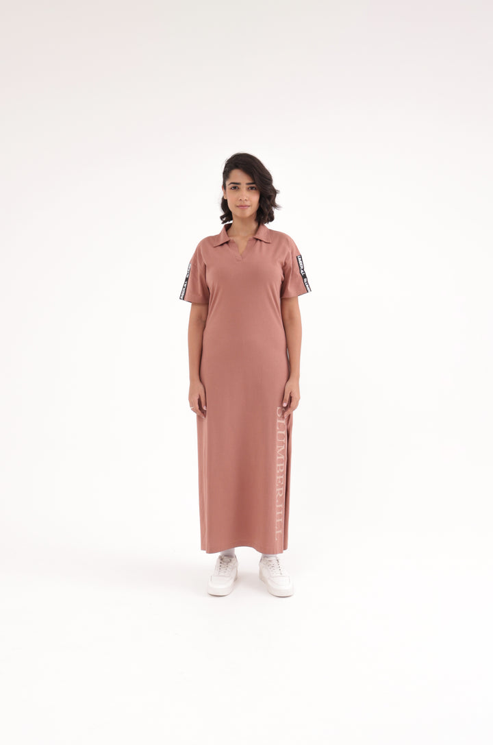 Caramel Drift TravelEase Polo Dress