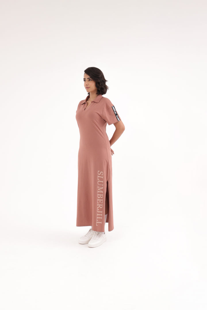 Caramel Drift TravelEase Polo Dress