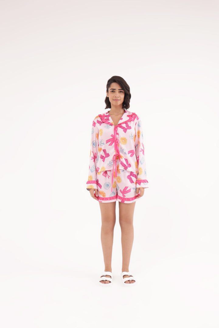 Citrus Breeze Satin Short Set