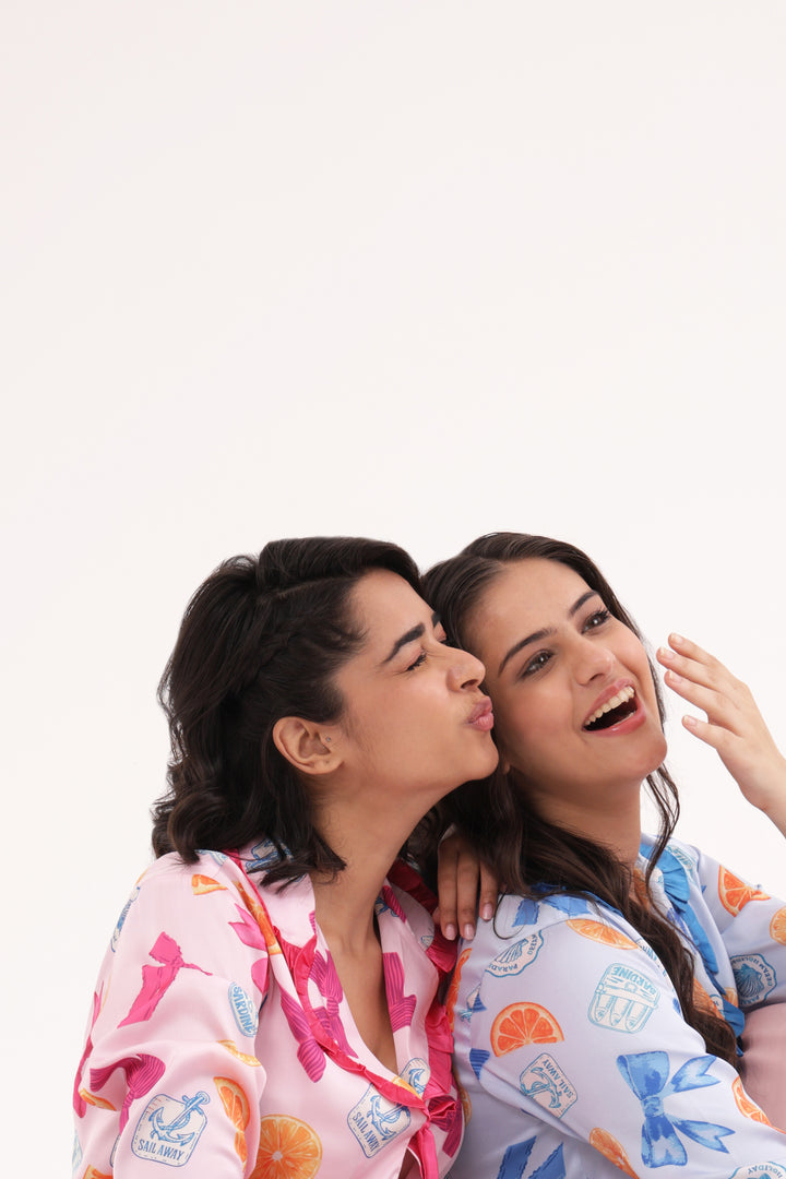 Citrus Breeze Satin Short Set