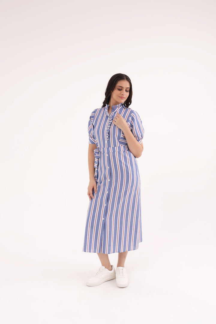 Rustic Elegance Cotton stripe  Dress