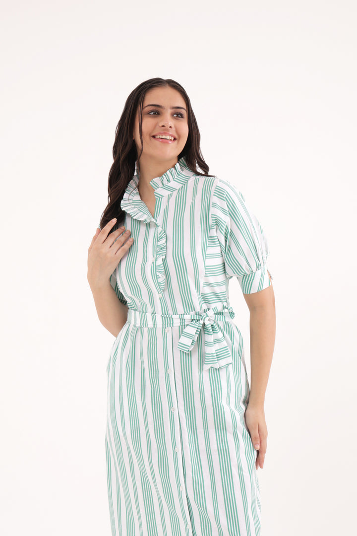 Morning Meadow Cotton stripe  Dress