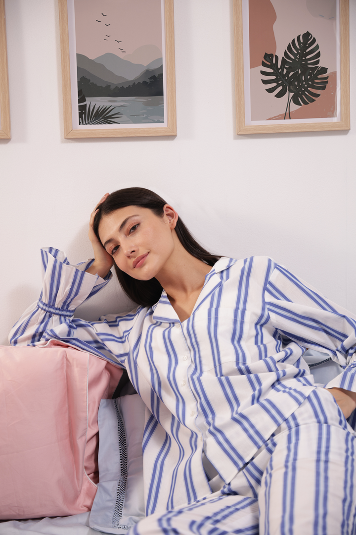 Sunday Sripes  Cotton PJ Set
