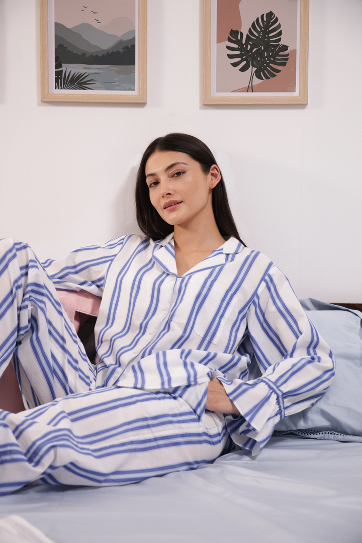 Sunday Sripes  Cotton PJ Set
