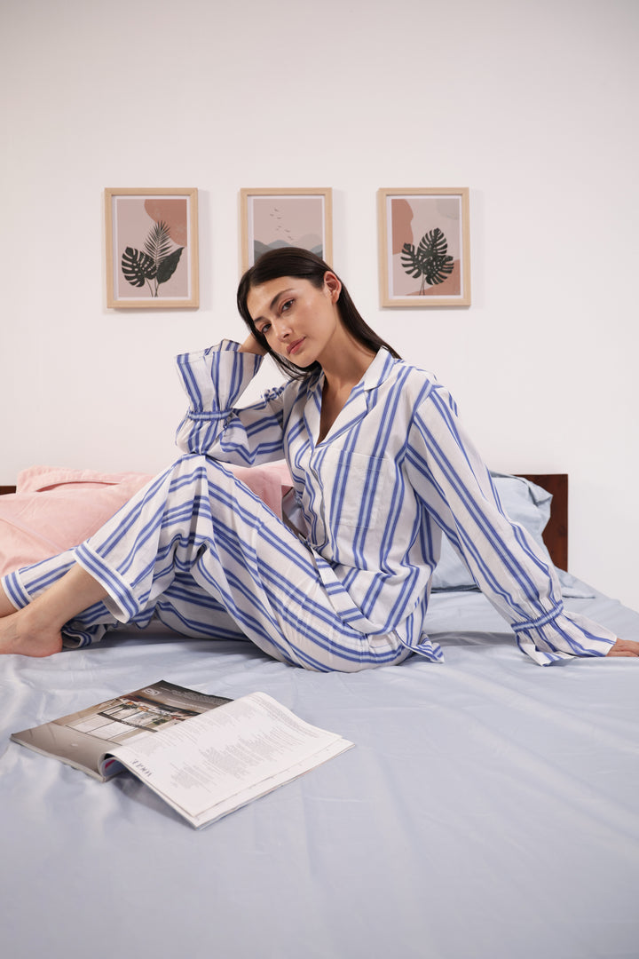 Sunday Sripes  Cotton PJ Set