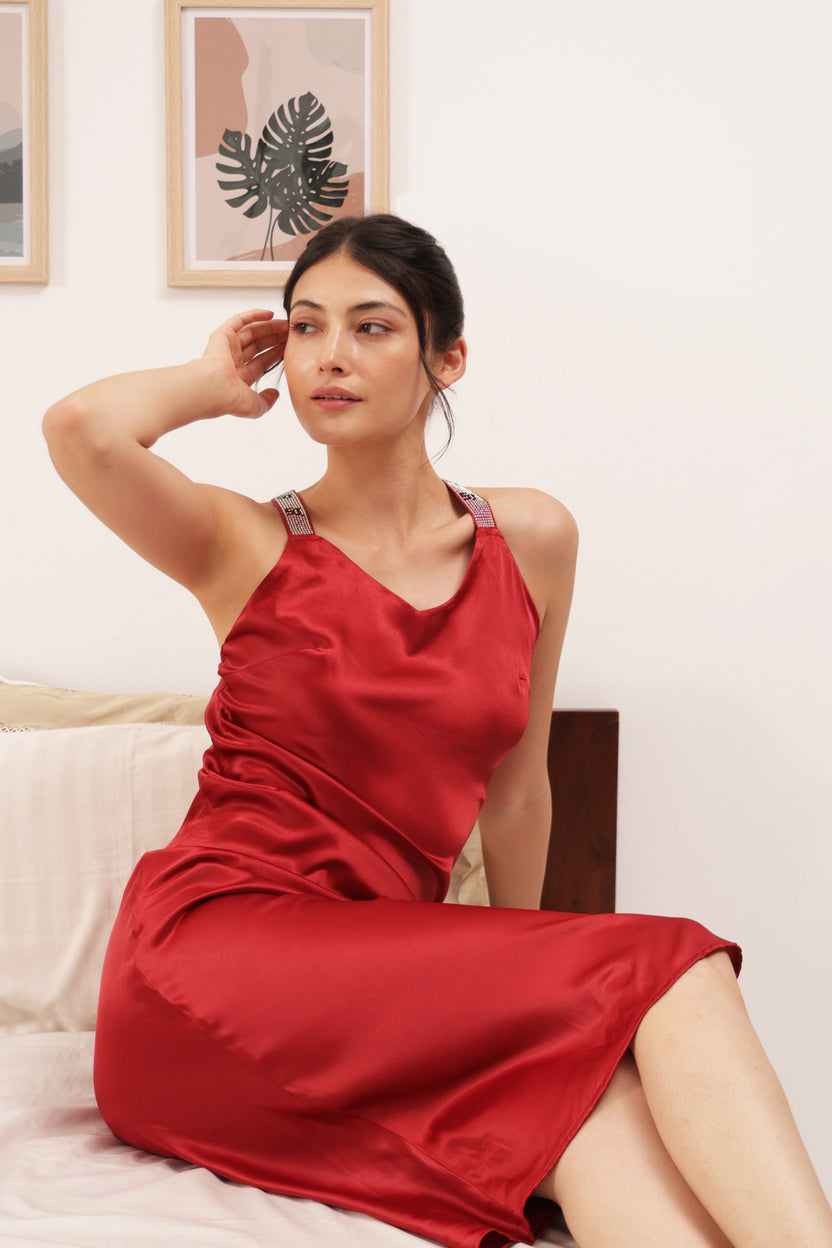 Scarlet Radiance Sleep Dress