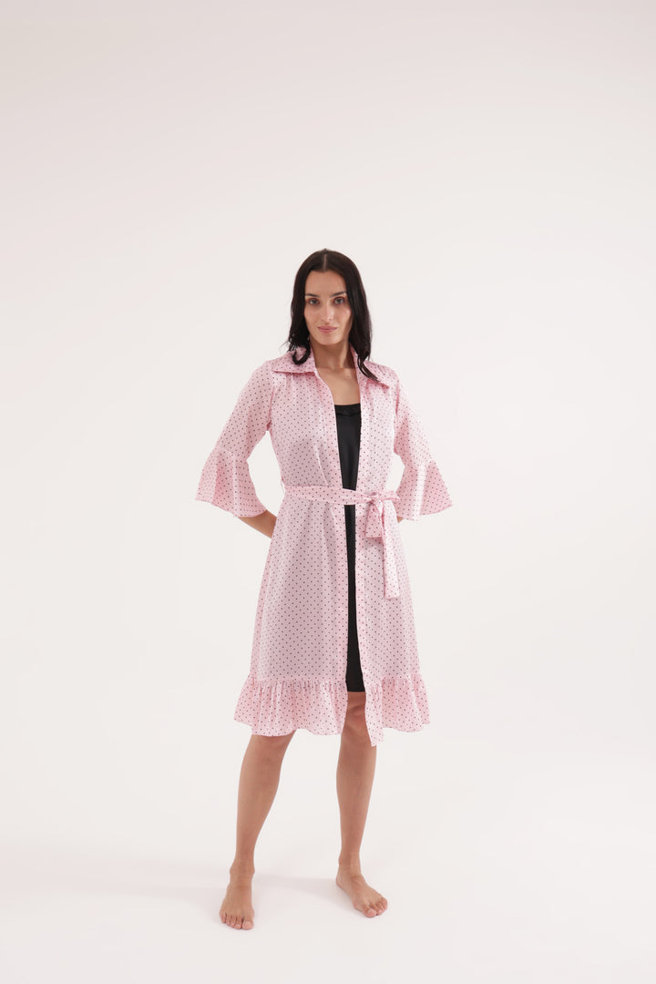 Polka Dreams Satin Robe Set