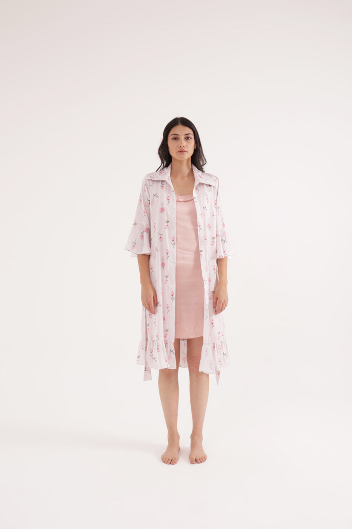 Floral grace night dress and robe set
