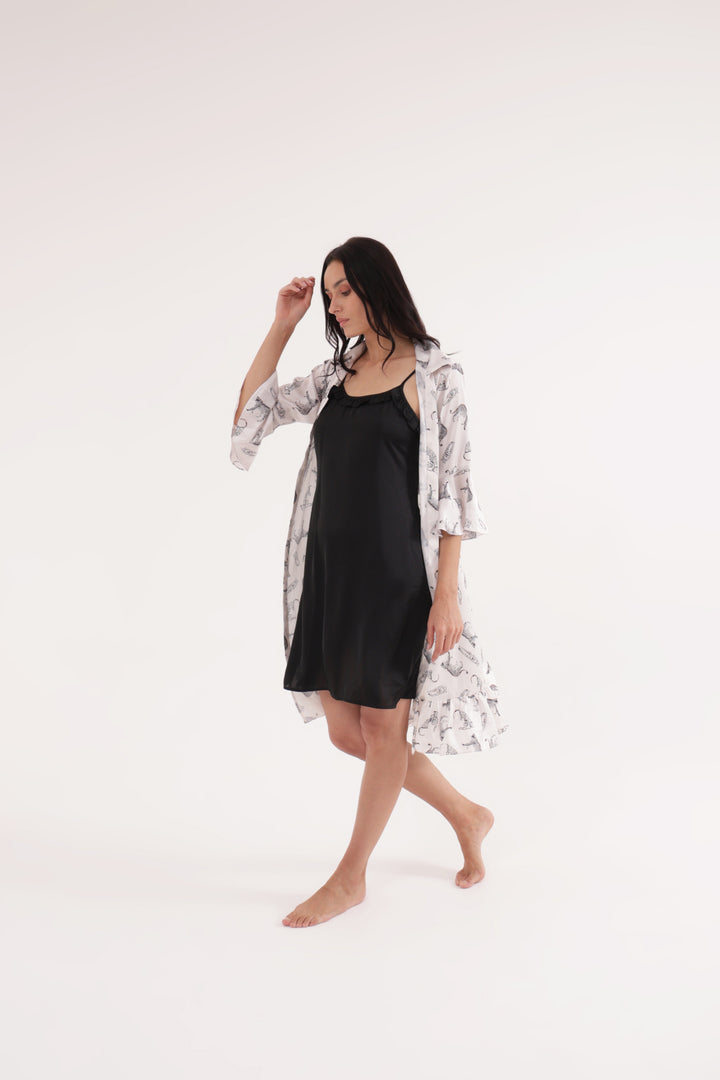 Midnight Safari satin Robe Set