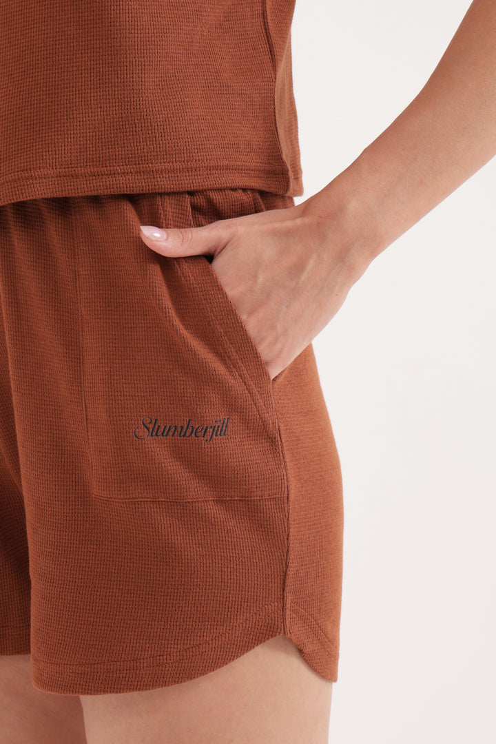 Mocha Bisque Waffle Knit Walk & Snooze Set