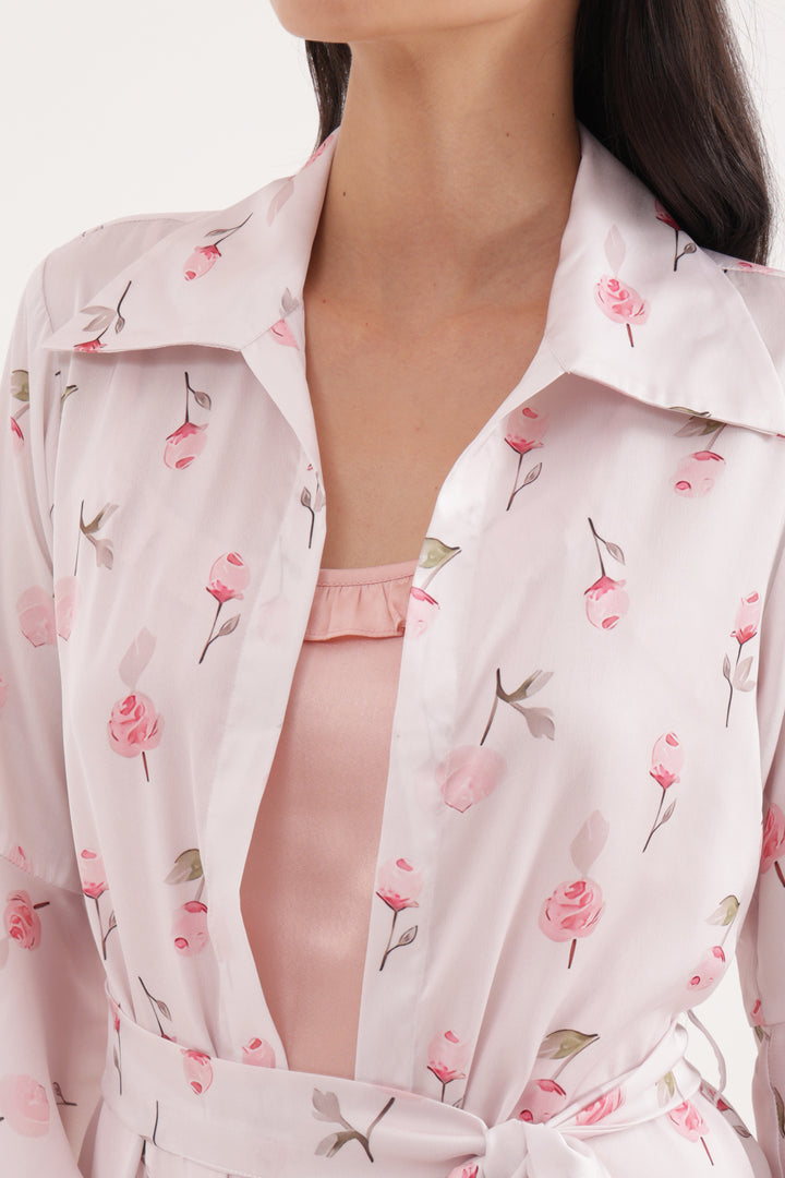 Floral grace night dress and robe set