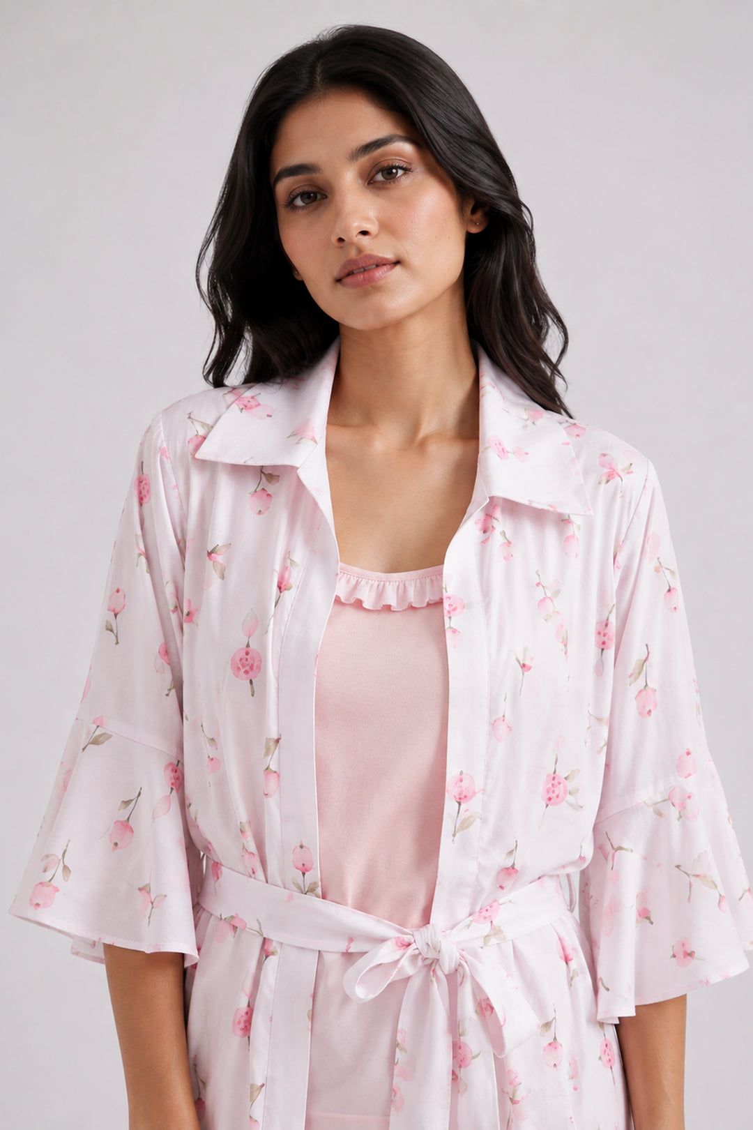 Floral grace night dress and robe set