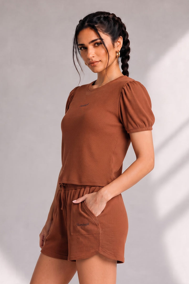 Mocha Bisque Waffle Knit Walk & Snooze Set