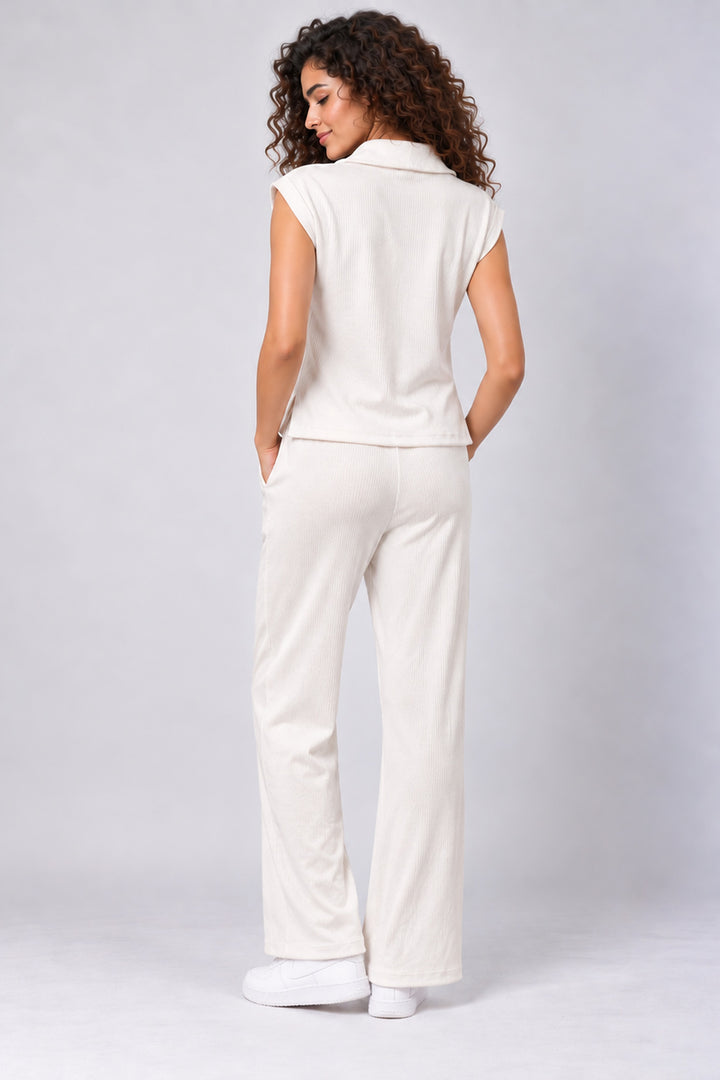 Corelight  Zip Up White Lounge Set