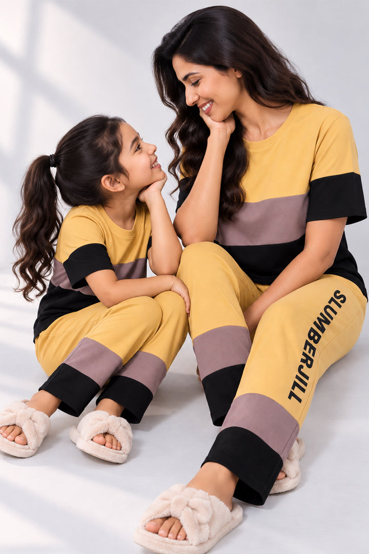 Mom & Me - Bumblebee Dreams, Slumber Everyday Mom & Kids Cotton Coord Set