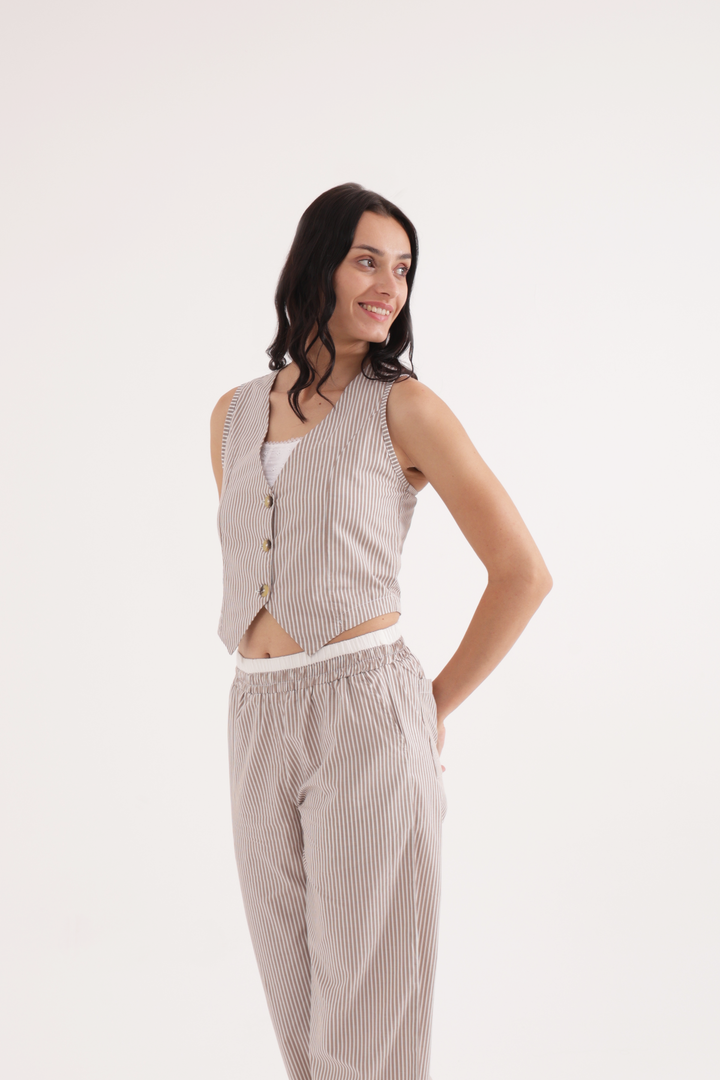 Latte Escape Jetset Stripe Co-ord Set