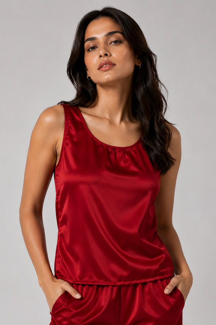 Berry Blush Sleeveless PJ Set With Pocket