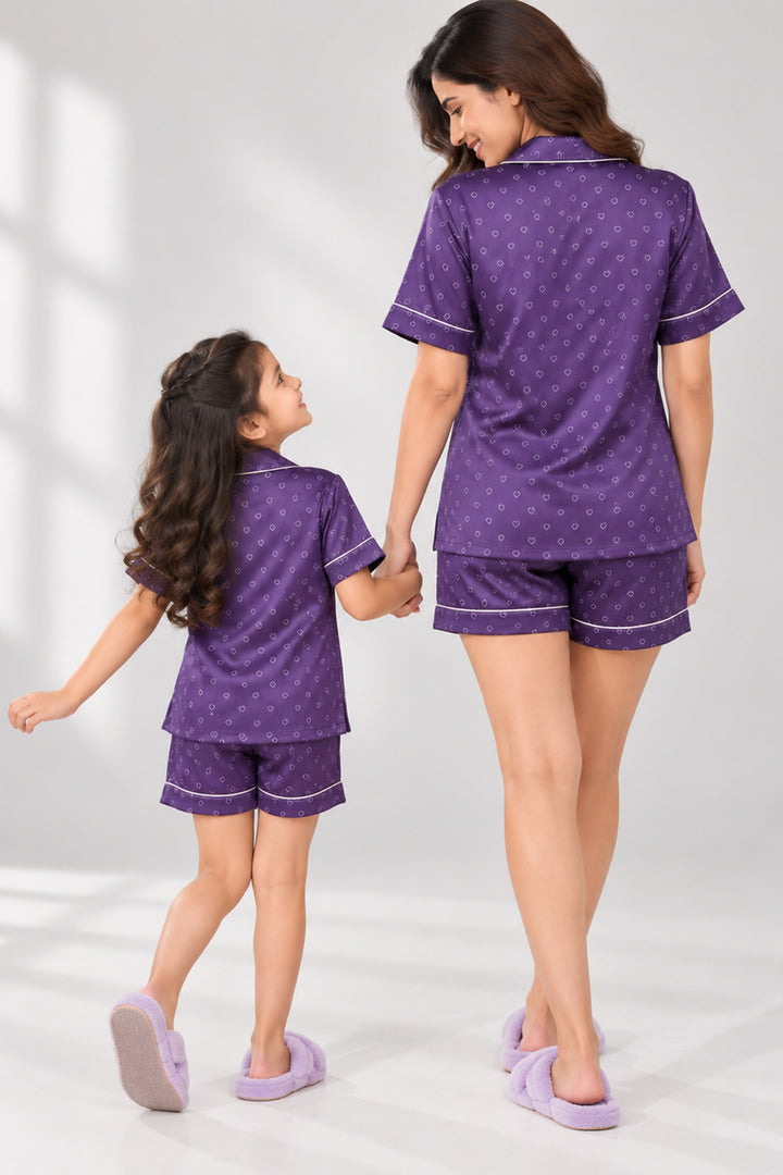 Mom & Me - Lavender Love Collared Short Set in Japan Satin