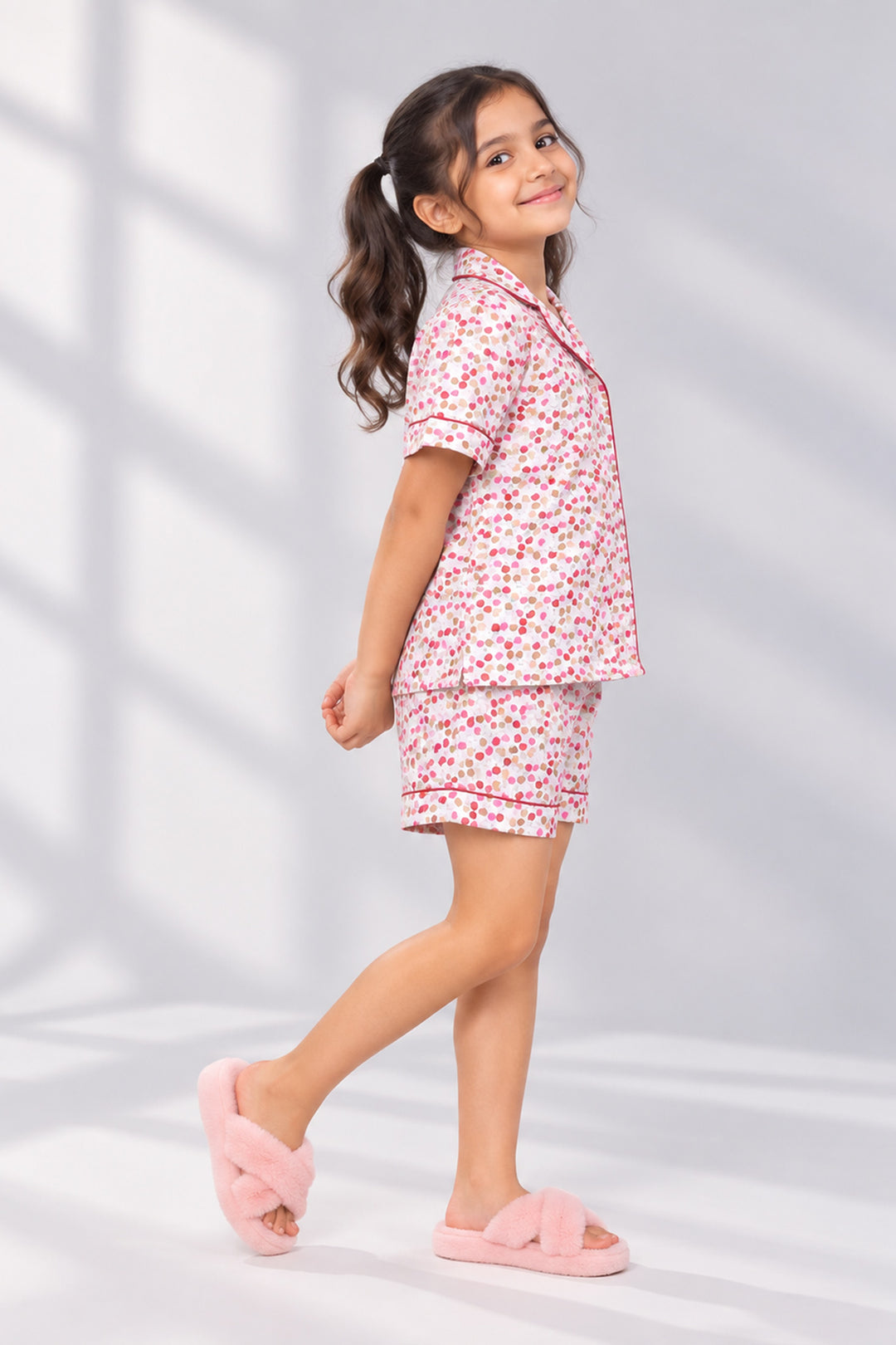 Cherry Crush Kids Collard Shortset In Japan Satin
