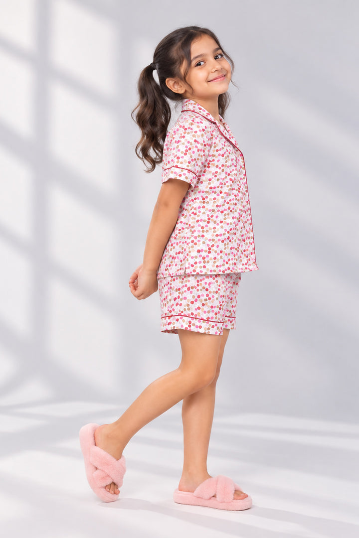Cherry Crush Kids Collard Shortset In Japan Satin