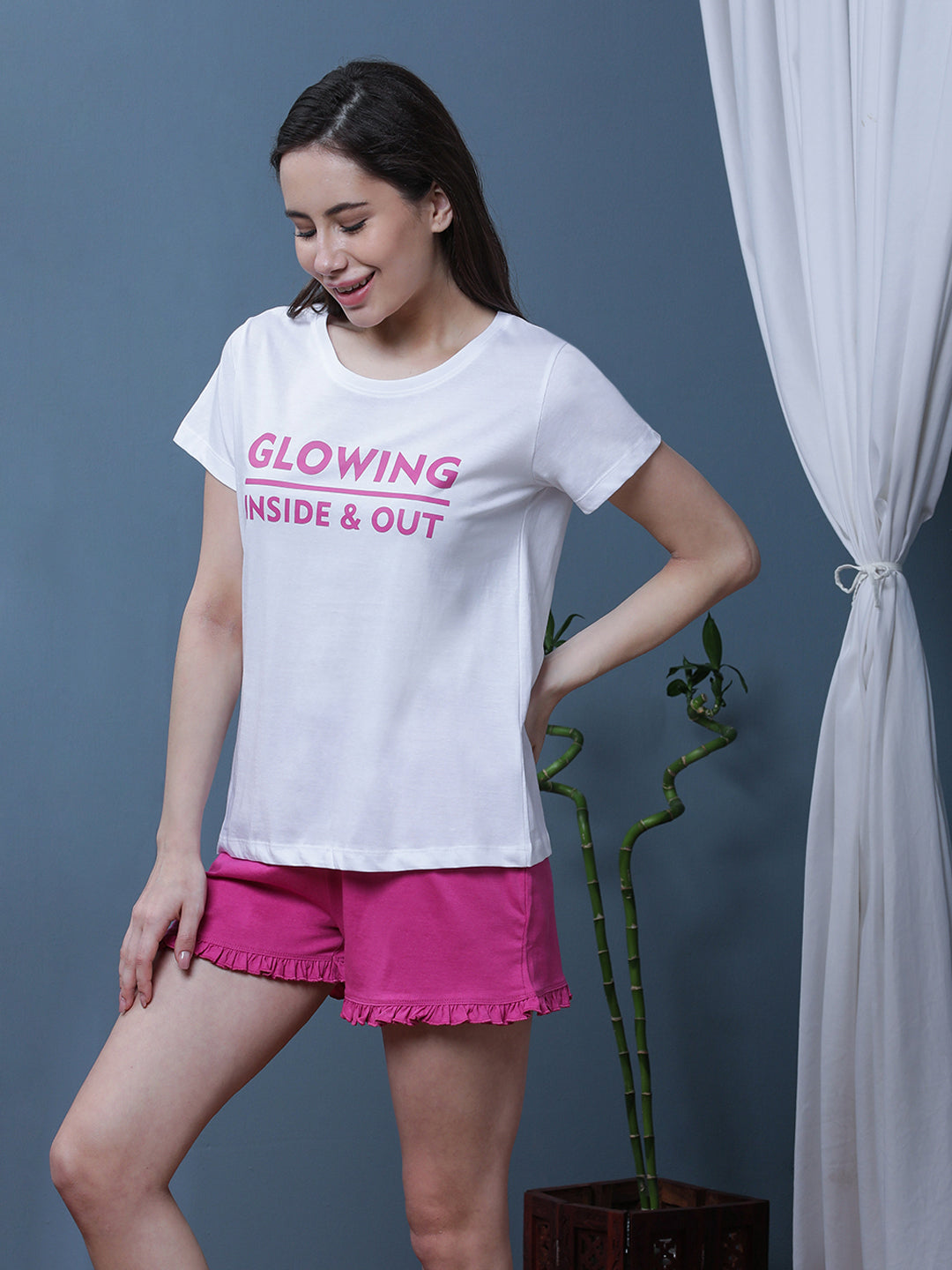 Typography Printed Pure Cotton Night Suit