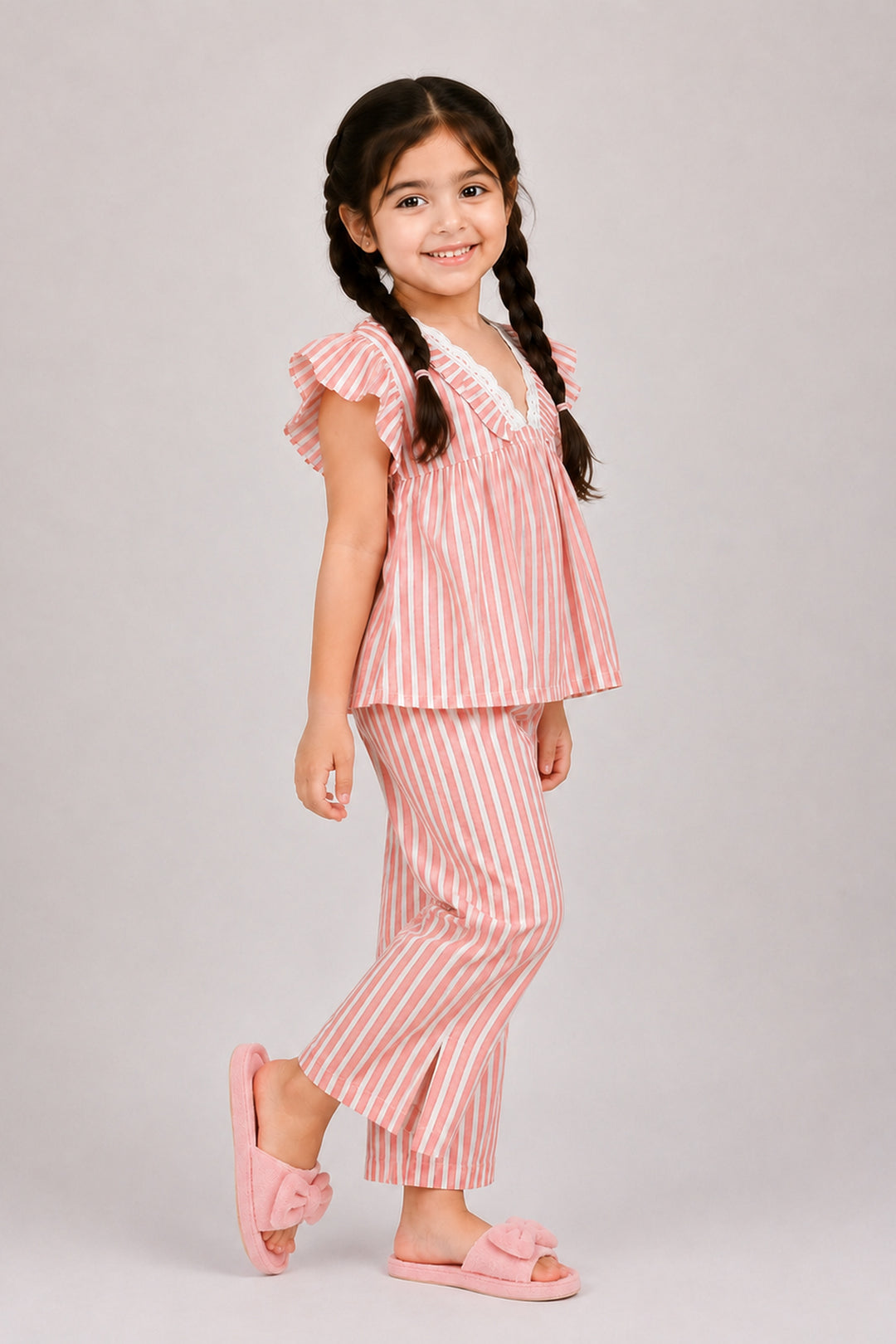 Everyday Elegance Coral Stripe Kids Sleep Set
