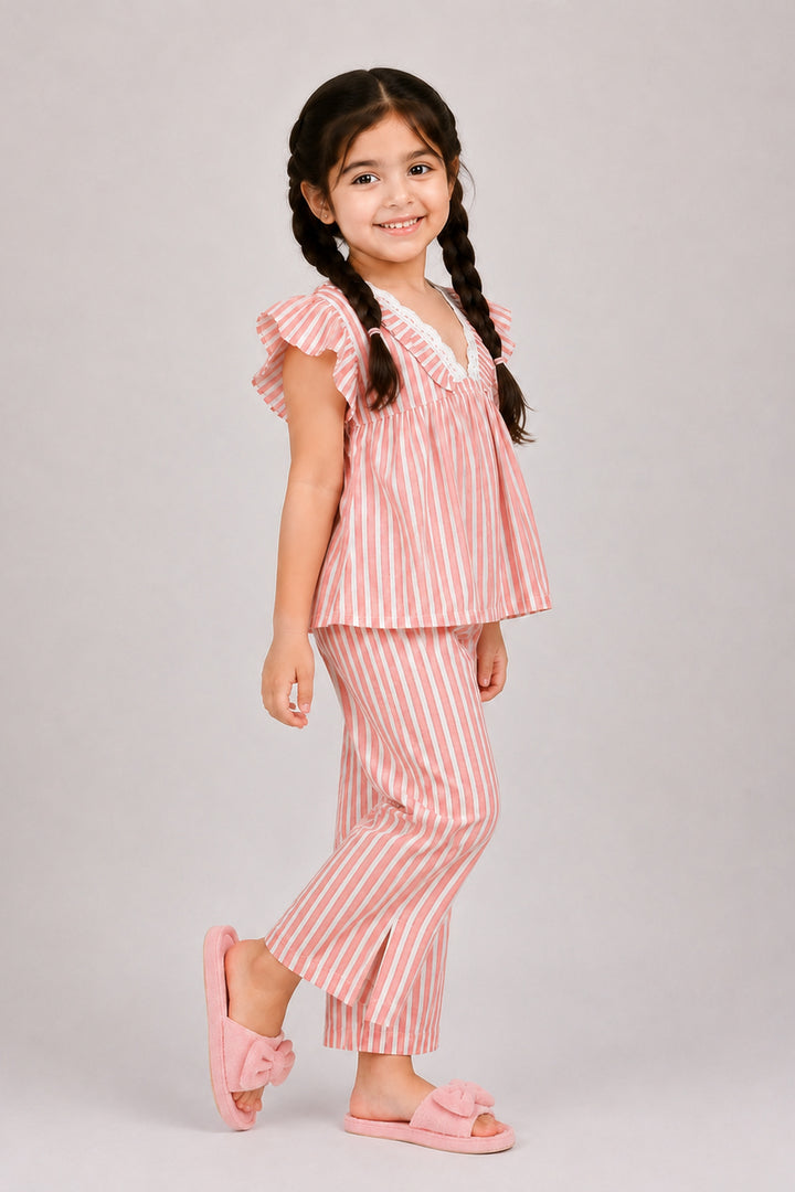 Everyday Elegance Coral Stripe Kids Sleep Set