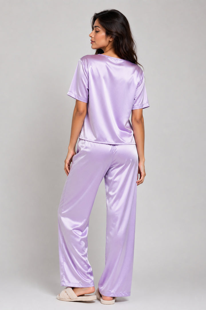 Lilac Haze  Bloom Half Sleeve PJ Set With Pocket
