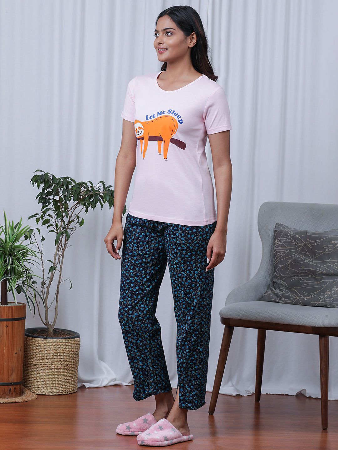 Graphic Printed Pure Cotton Night Suit