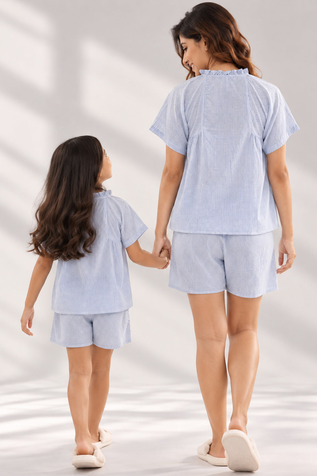 Mom & Me - Urban Breeze Dusty Blue Stripe Short Set
