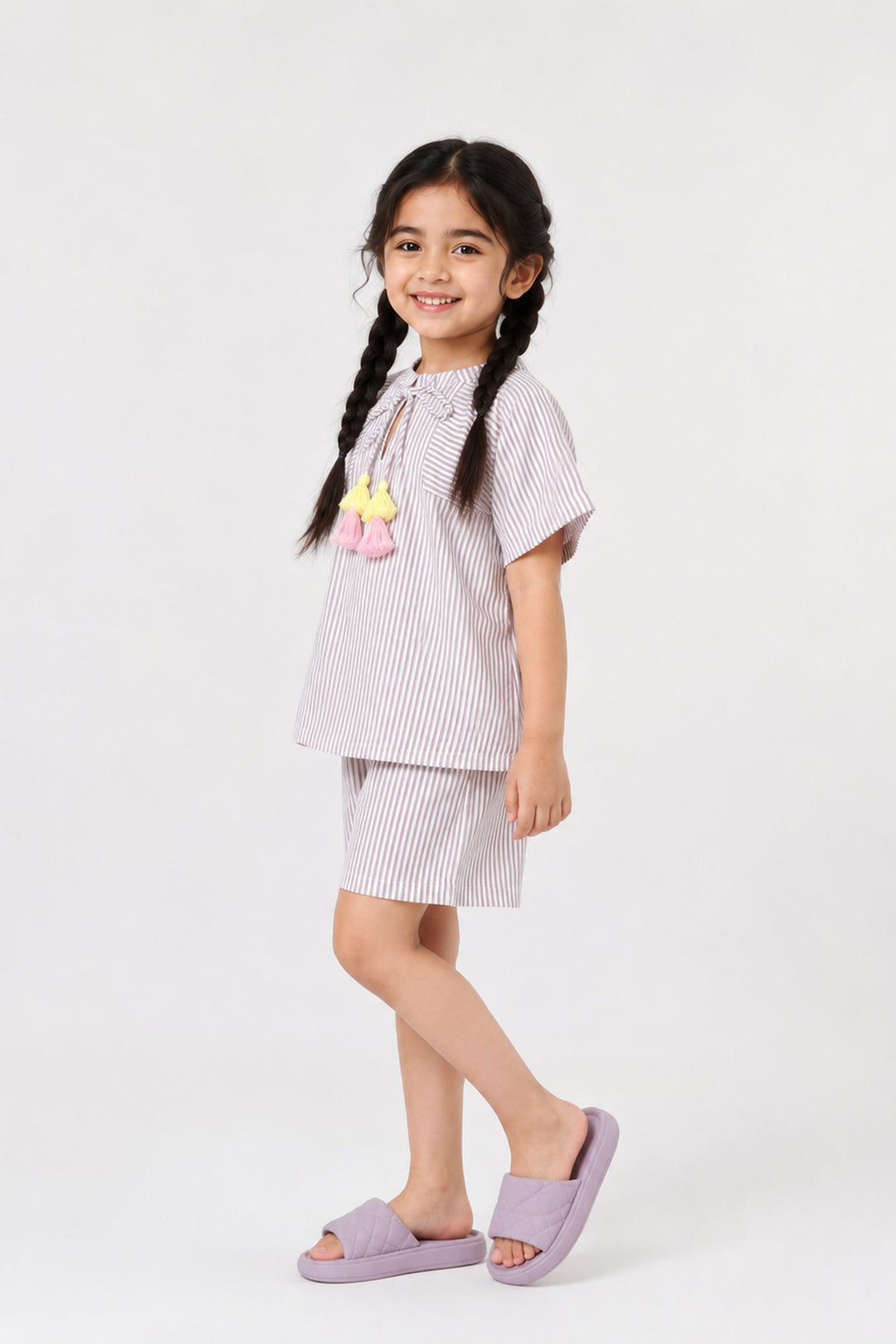 Urban Breeze Mocha Stripe Kids Short Set