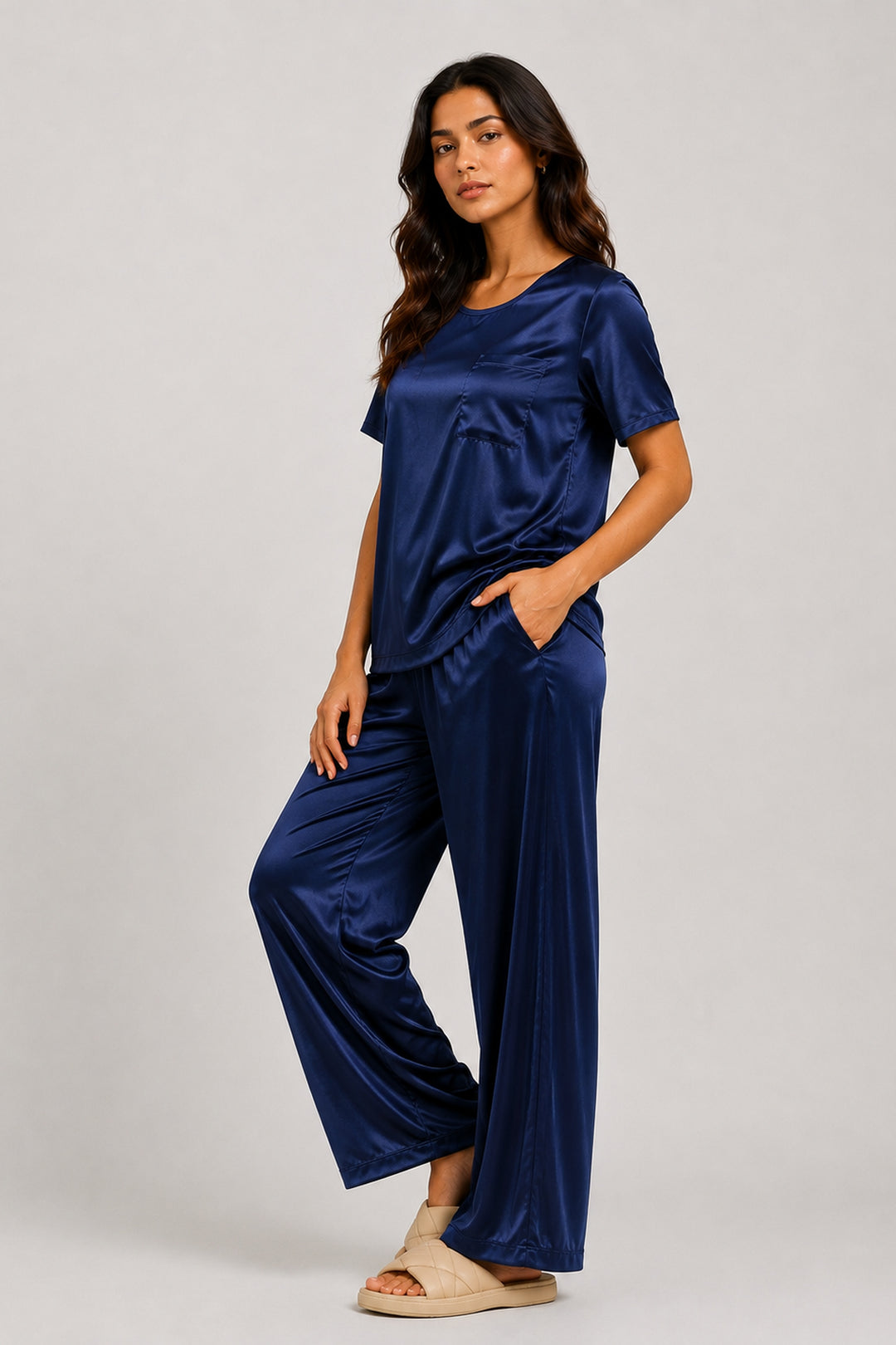 Midnight Sky  Half Sleeve PJ Set With Pocket