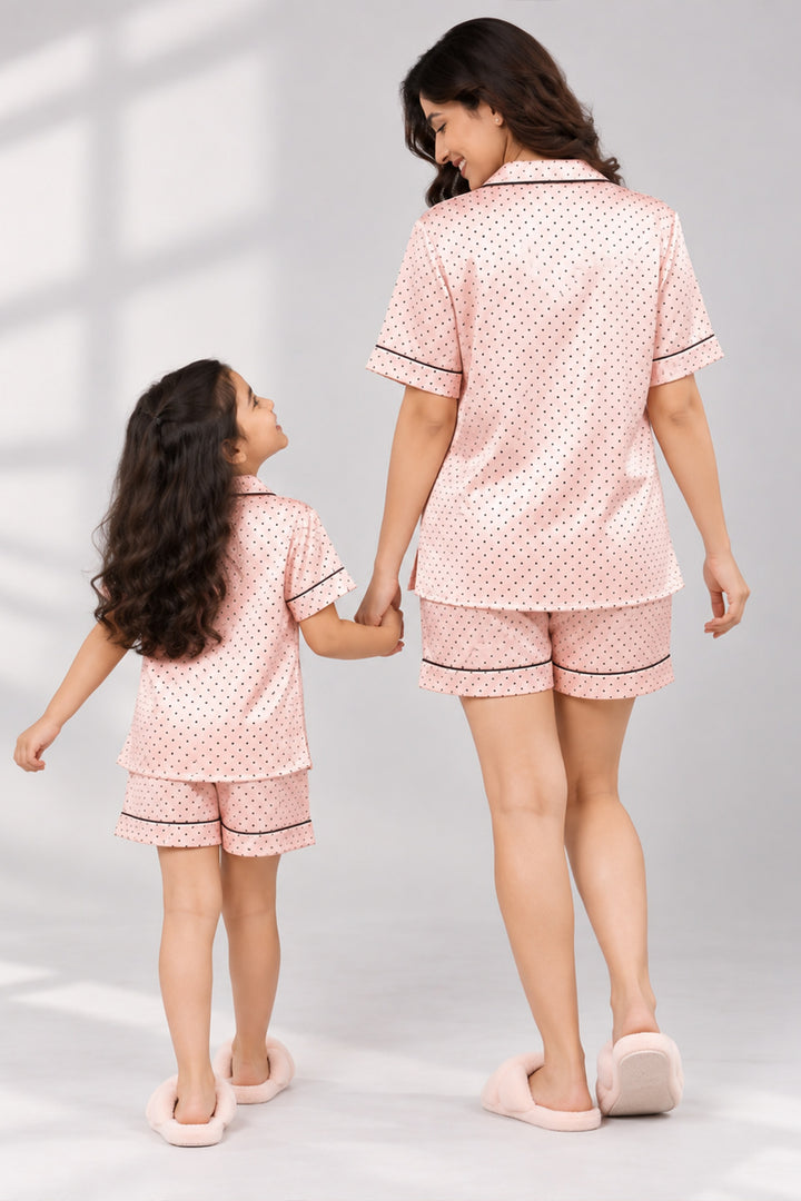Mom & Me - Sweet Blush Collared Short Set in Japan Satin