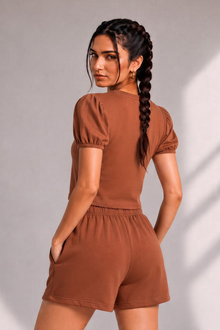 Mocha Bisque Waffle Knit Walk & Snooze Set