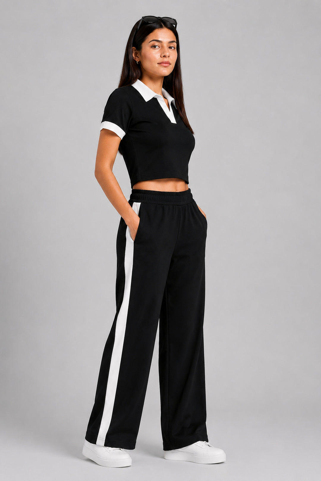 Off Duty Club Set in Black Rib Knit