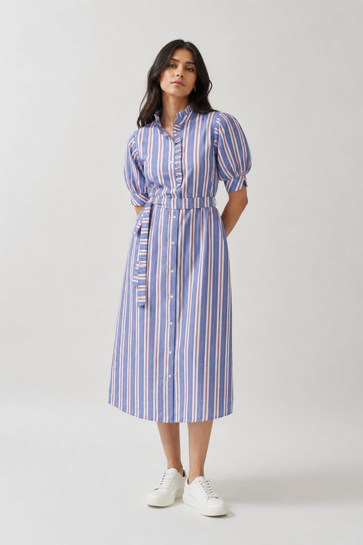 Rustic Elegance Cotton stripe  Dress
