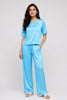Aqua bloom half sleeve pj set with pocket