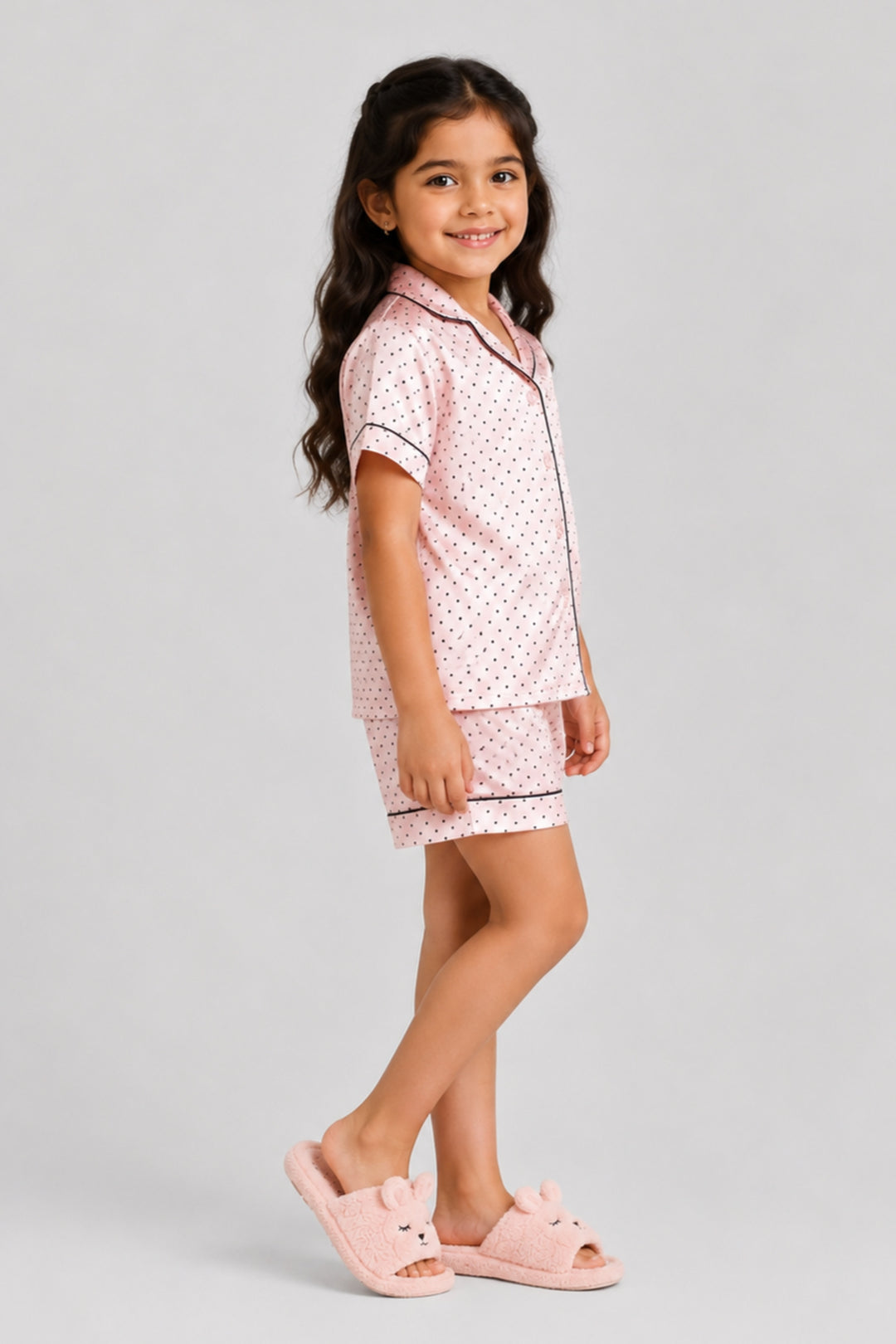 Sweet Blush Kids Collared Short Set in Japan Satin