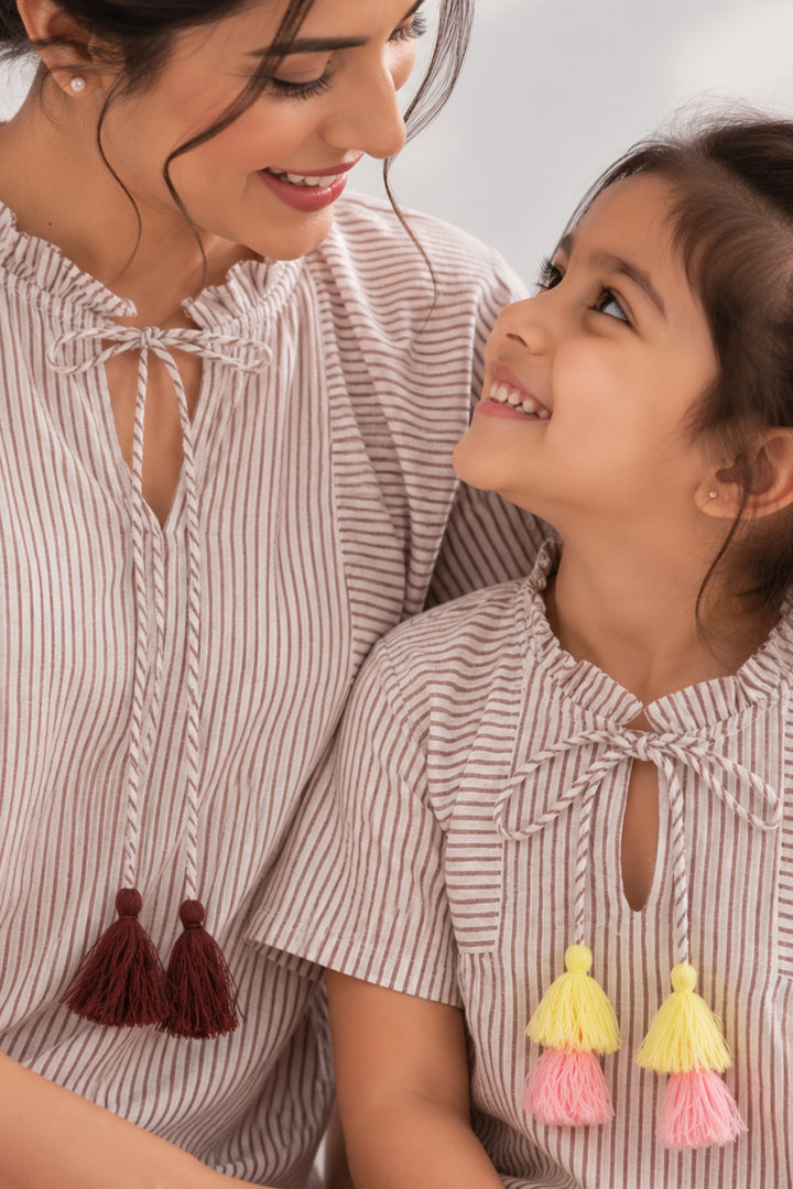 Mom & Me - Urban Breeze Mocha Stripe Short Set