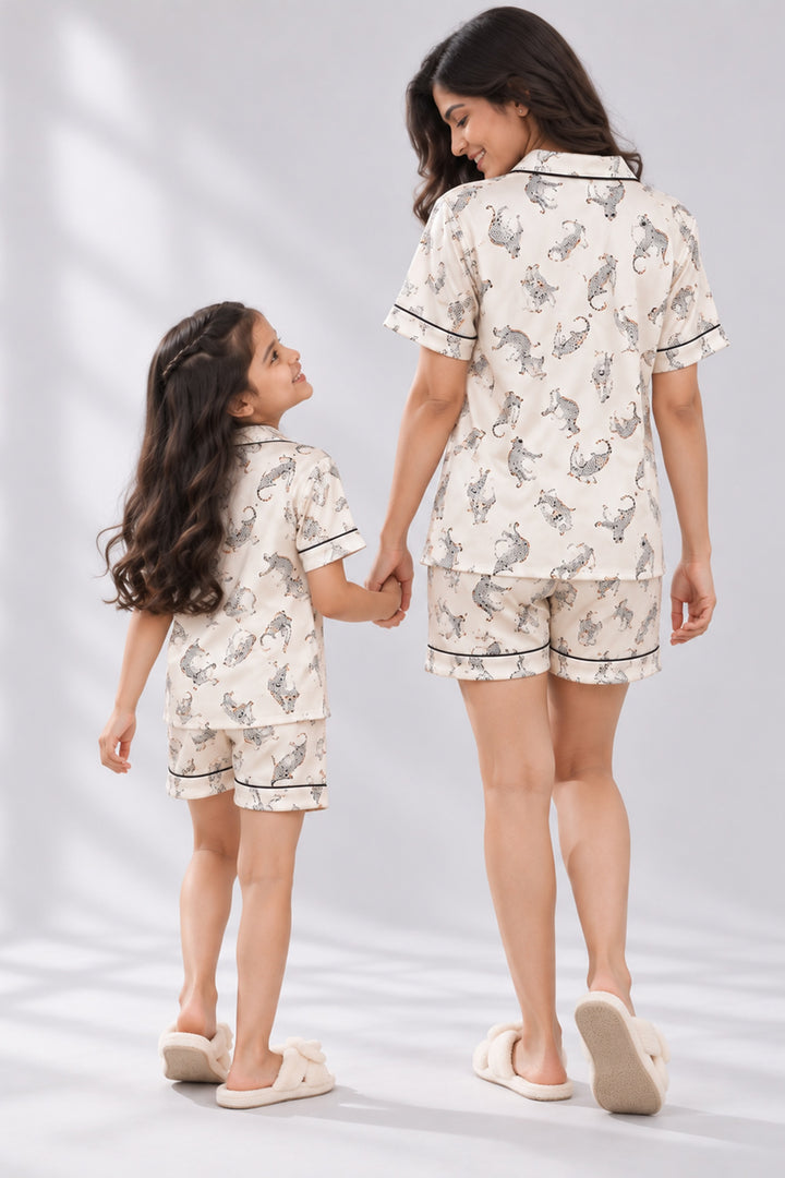 Mom & Me - Wild Elegance Collared Short Set in Japan Satin