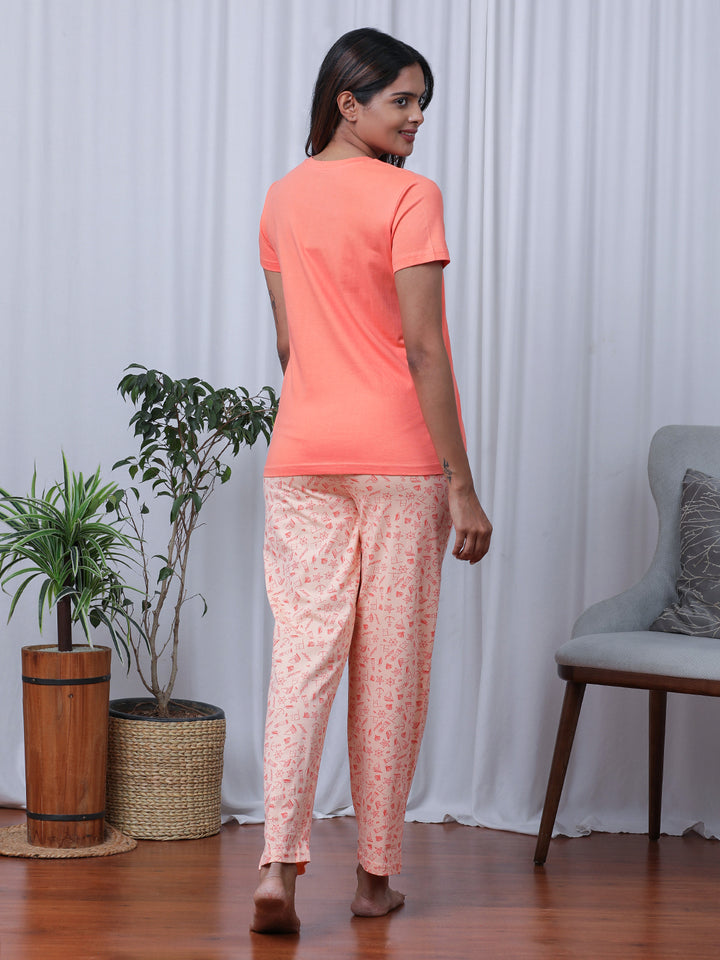 Typography Printed Pure Cotton Night suit