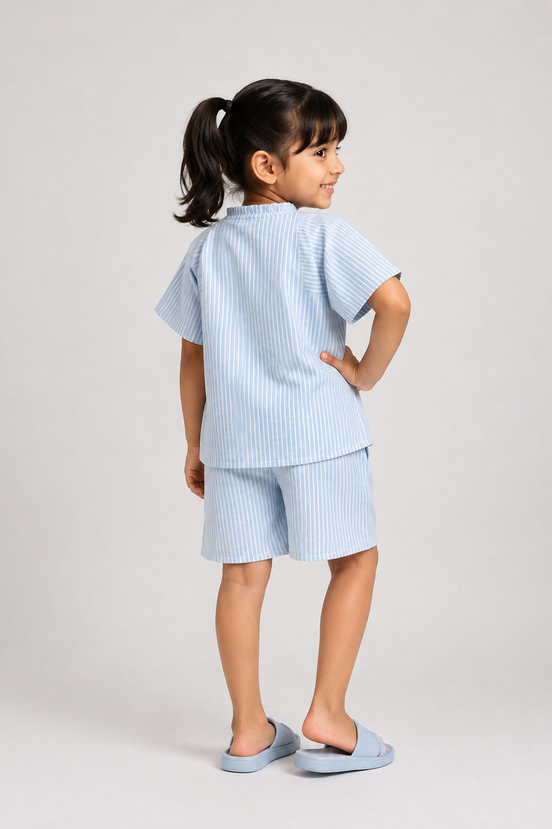 Urban Breeze Dusty Blue Stripe Kids Short Set