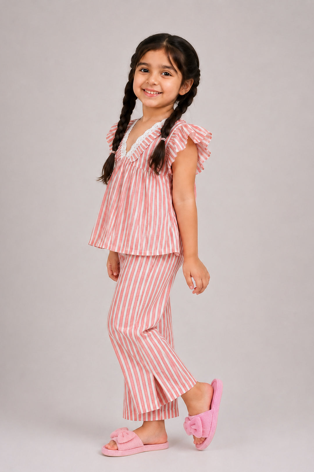 Everyday Elegance Coral Stripe Kids Sleep Set