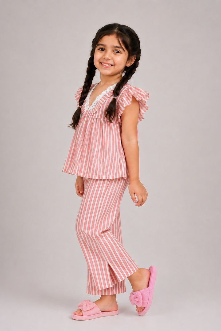 Everyday Elegance Coral Stripe Kids Sleep Set