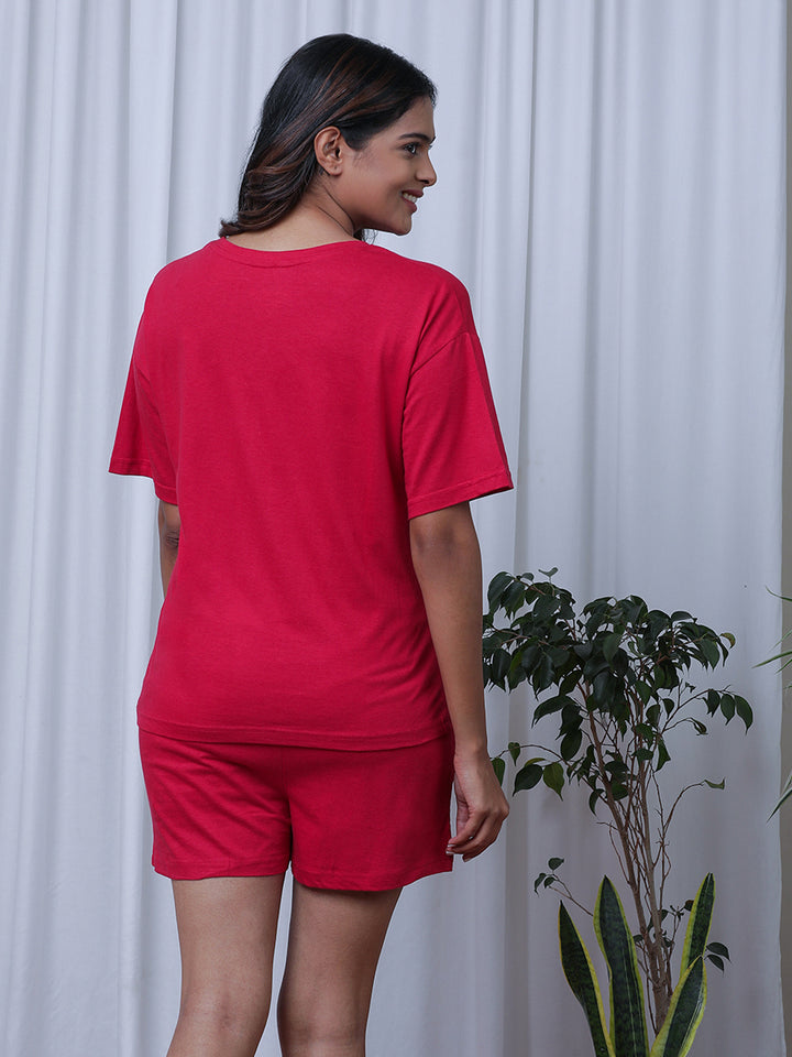 Typography Printed Pure Cotton Night Suit